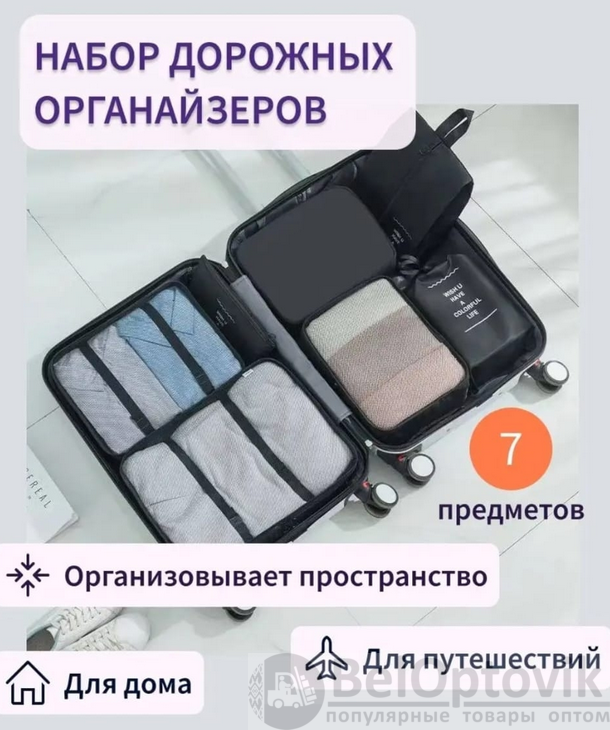 Дорожный набор органайзеров для чемодана Travel Colorful life 7 в 1 (7 ...